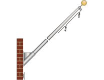 8' Standard Commercial Outrigger Wall Mounted Flagpole
